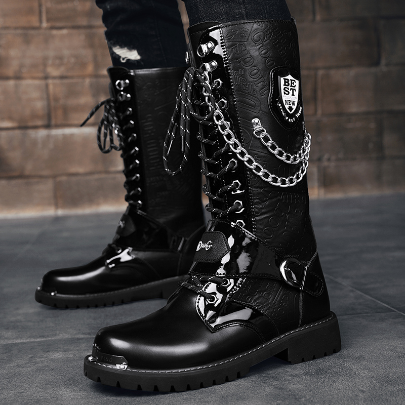 Motorcycle Chain - Botas casuales de caña alta para